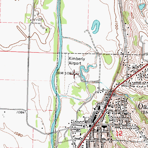 Topographic Map of Kimberly Airport (historical), IA