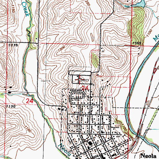 Topographic Map of Neola Cemetery, IA