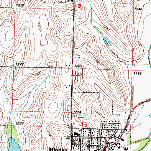 Topographic Map of Minden Cemetery, IA