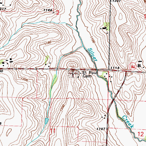Topographic Map of Saint Paul Cemetery, IA