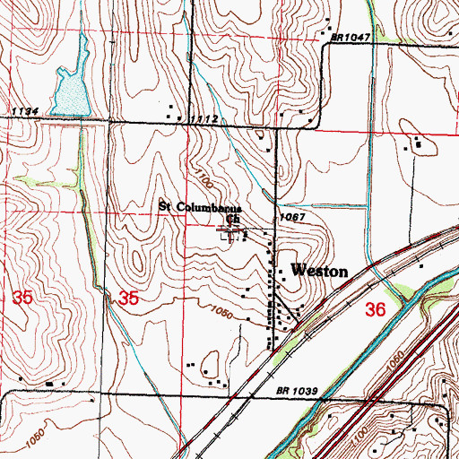 Topographic Map of Weston Saint Columbanus Catholic Cemetery, IA