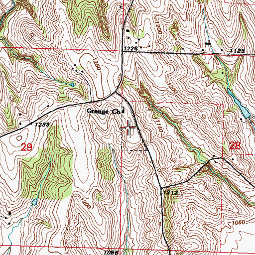 Topographic Map of Grange Cemetery, IA