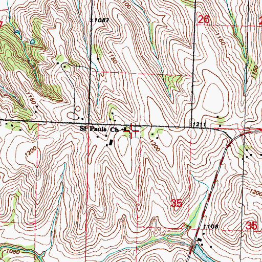 Topographic Map of Saint Pauls Lutheran Cemetery, IA