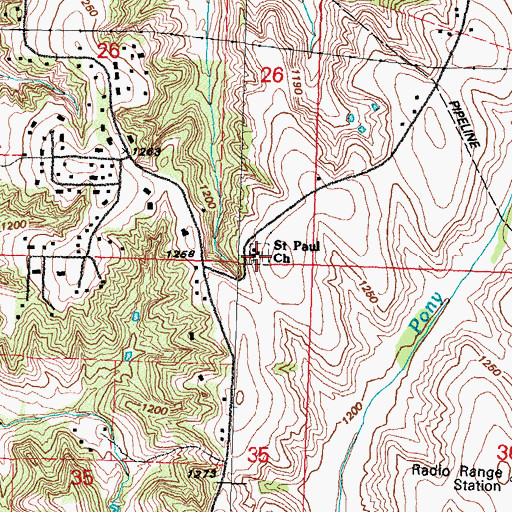 Topographic Map of Lewis Cemetery, IA