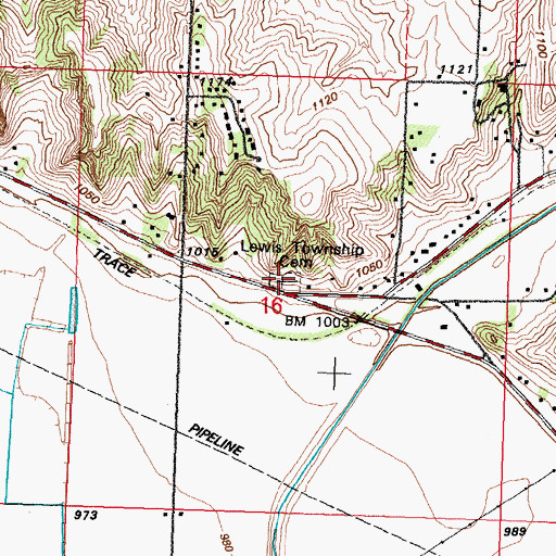 Topographic Map of Lewis Township Cemetery, IA