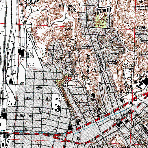 Topographic Map of Lincolns Visit to Council Bluffs Historical Marker, IA