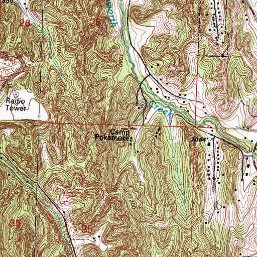 Topographic Map of Camp Pokamoke, IA
