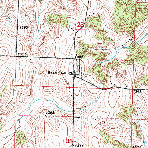 Topographic Map of Hazel Dell Church, IA