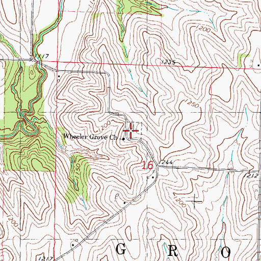 Topographic Map of Wheeler Grove Cemetery, IA