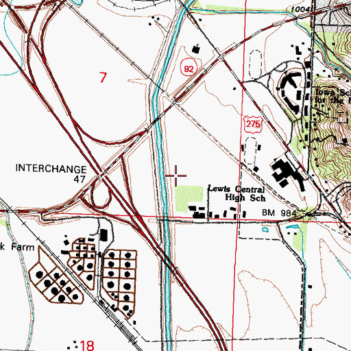 Topographic Map of Interchange 47, IA