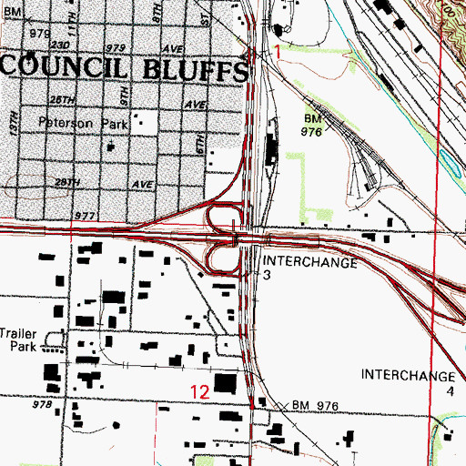 Topographic Map of Interchange 3, IA