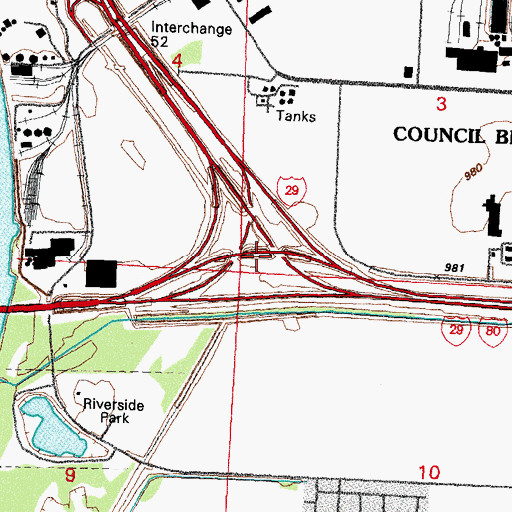 Topographic Map of Interchange 1A, IA