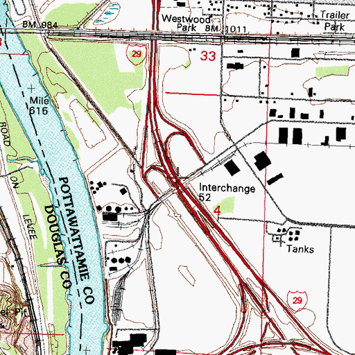 Topographic Map of Interchange 52, IA