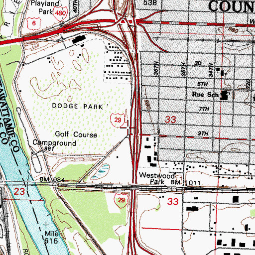 Topographic Map of Interchange 53A, IA
