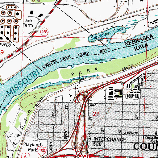Topographic Map of Interchange 54A, IA