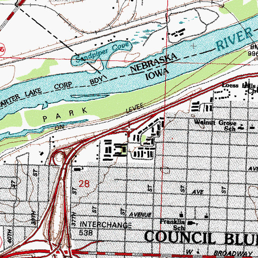 Topographic Map of Interchange 54B, IA
