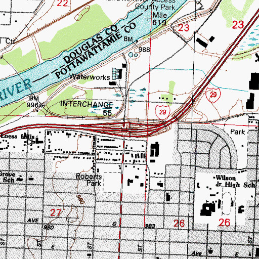Topographic Map of Interchange 55, IA