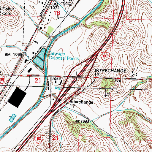 Topographic Map of Interchange 17, IA