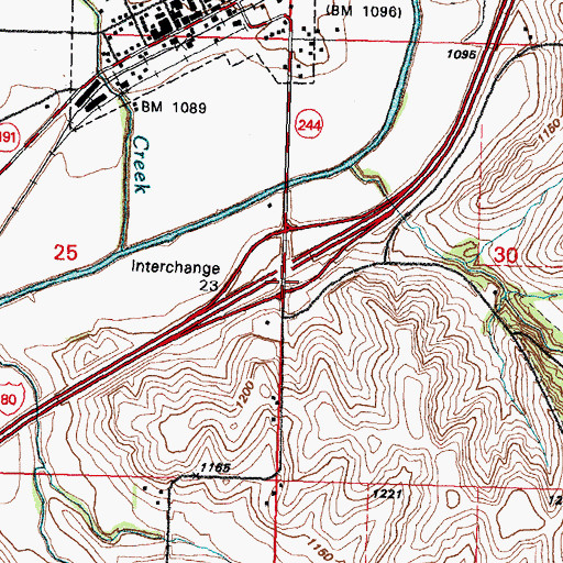 Topographic Map of Interchange 23, IA