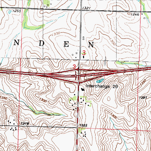 Topographic Map of Interchange 29, IA