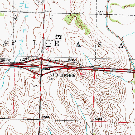 Topographic Map of Interchange 34, IA