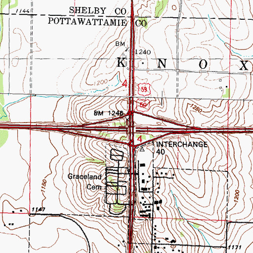 Topographic Map of Interchange 40, IA