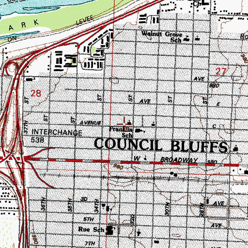 Topographic Map of Dodge Memorial Congregational Church, IA