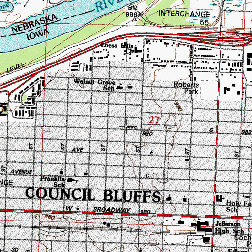 Topographic Map of Reorganized Church of Jesus Christ of Latter Day Saints - Riverside Congregation, IA