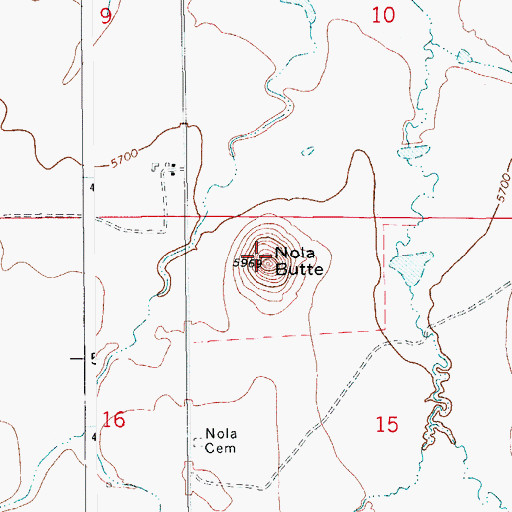 Topographic Map of Nola Butte, CO
