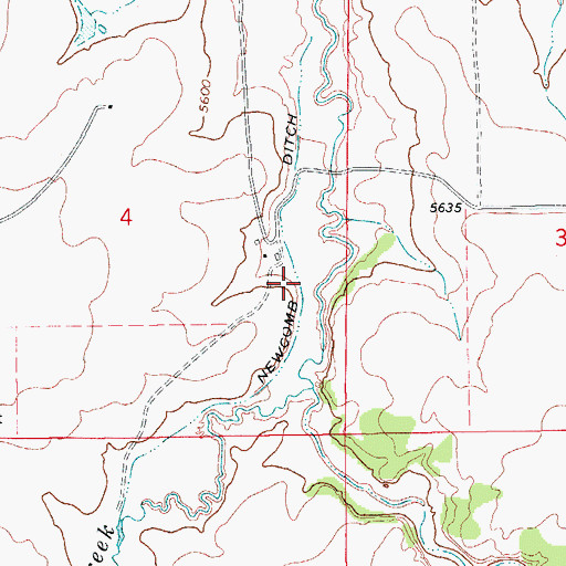 Topographic Map of Newcomb Ditch, CO