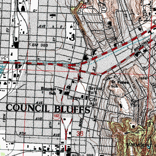 Topographic Map of First Baptist Church, IA