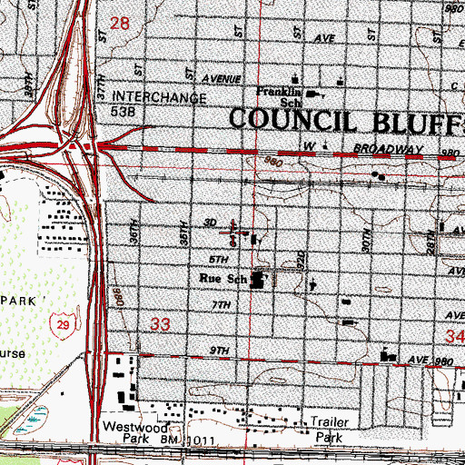 Topographic Map of Queen of Apostles Church, IA