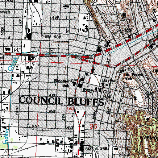 Topographic Map of First Presbyterian Church, IA