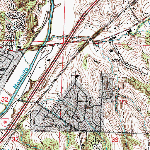 Topographic Map of Saint Johns United Church of Christ, IA