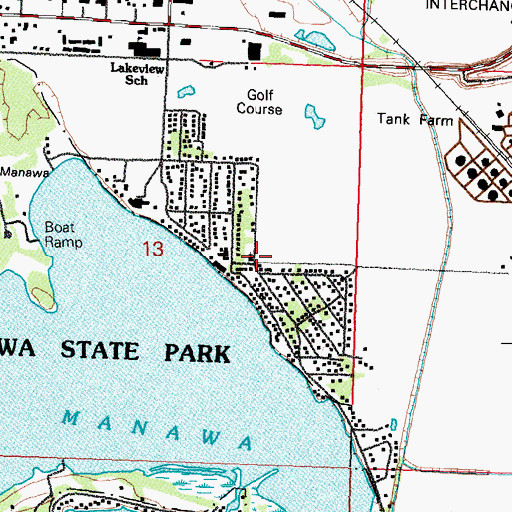 Topographic Map of Manawa City Park, IA
