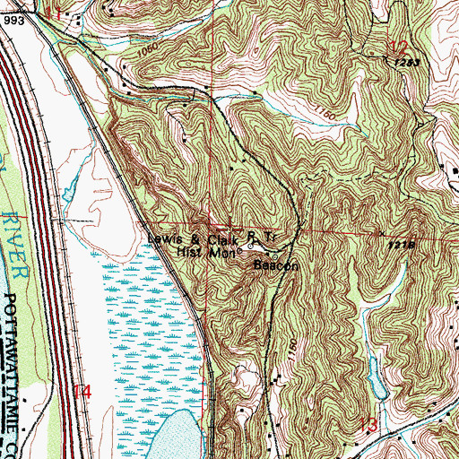 Topographic Map of Lewis and Clark Park, IA