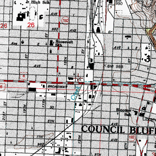 Topographic Map of Broadway Park, IA