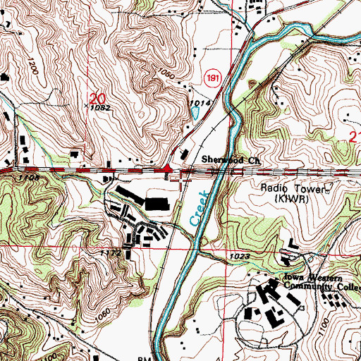 Topographic Map of Sherwood Church, IA