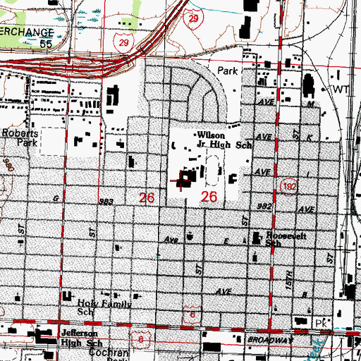 Topographic Map of Woodrow Wilson Middle School, IA