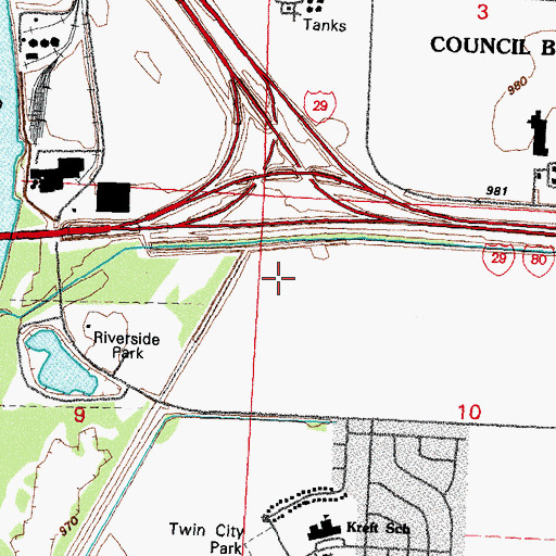 Topographic Map of Western Historic Trails Center, IA
