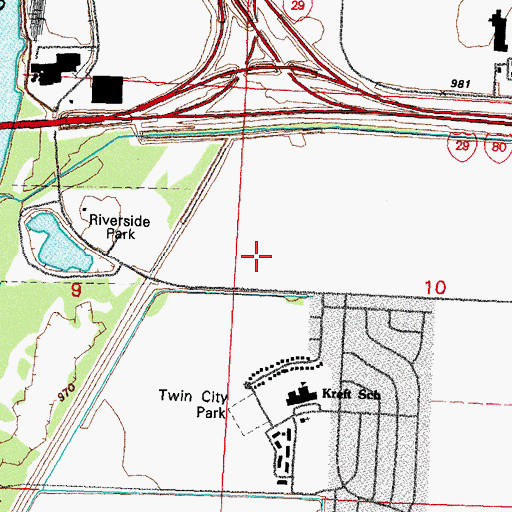 Topographic Map of Harveys Recreation Complex, IA