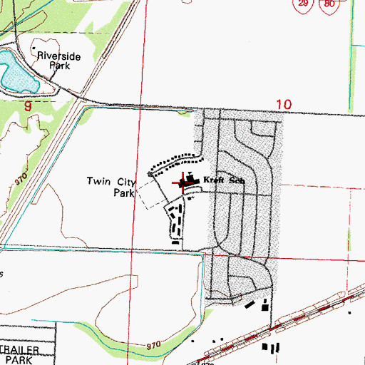 Topographic Map of E A Kreft Primary School, IA