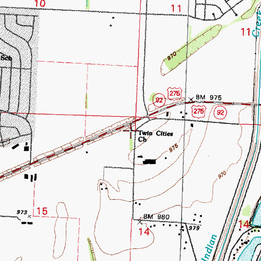 Topographic Map of Twin Cities Church, IA