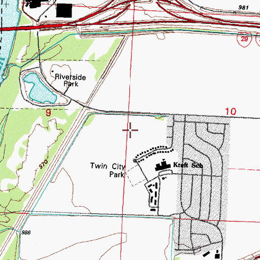 Topographic Map of Twin City Park, IA