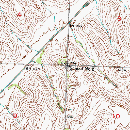 Topographic Map of School Number Two, IA