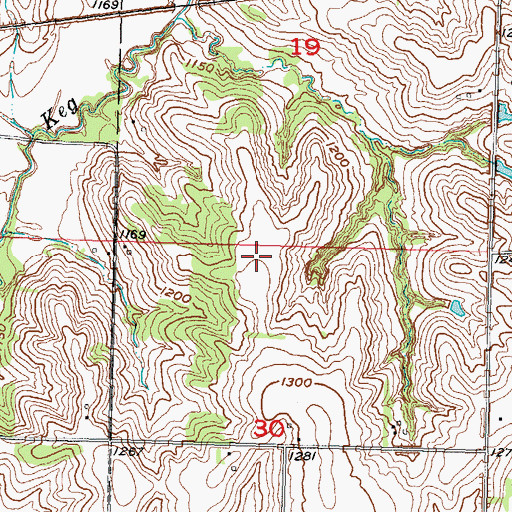 Topographic Map of Keown Post Office (historical), IA