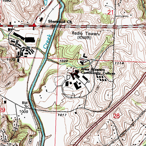 Topographic Map of Kanesville Center, IA