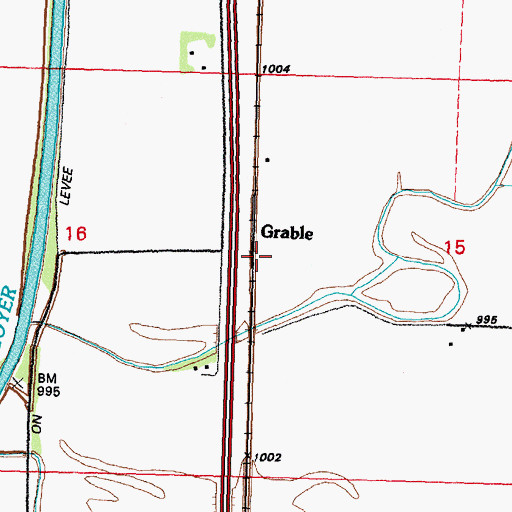 Topographic Map of Grable, IA