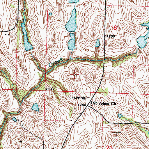 Topographic Map of Boomer Grove Post Office (historical), IA