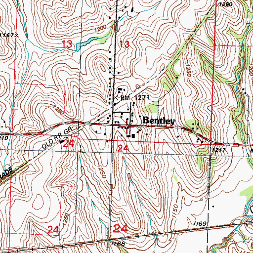 Topographic Map of Bentley Post Office (historical), IA